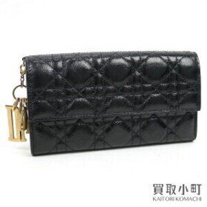 Dior Lady Cannage Long Wallet Black Calfskin CROISIERE